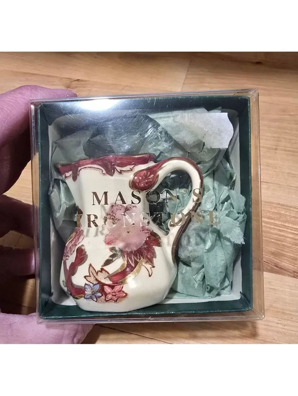 Mason's Ironstone Miniature Floral Pitcher Jug with Original Box Made in England